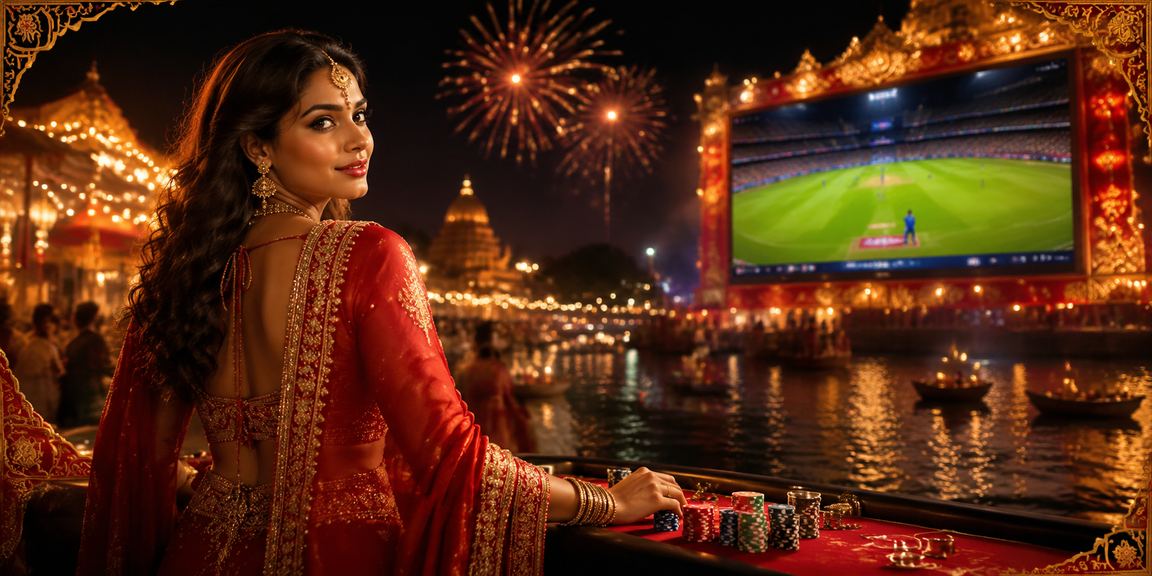 Indian cricket fans watching and betting at a vibrant stadium